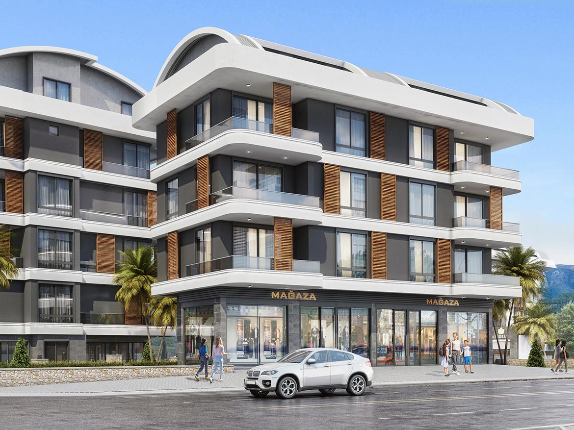 Distance to the Alanya hospital 1500m Distance to the Alanya center 5 km Distance to the sea 2500 m Distance to the Airport 35 km Total land 804 m² Total number of units: 20 One bedroom:45m²-47m² Square meters of the units: Two bedroom:98--119m² Three bedroom:137-210 m² Construction start 11.2021 Construction completion 02.2023 OUTDOOR SOCIAL AREAS INDOOR SOCIAL AREAS -Outdoor swimming pool -Fitness salon -Children’s playground -Jaccuzi -Sitting area -Sauna -Barbecue area -Shower and dressing room -Parking -Table tennis -7/24 Security service -rest room SECURITY 7/24security service Security camera video door phone GENERAL Wireless Internet service Elevator in every block Central Satellite System FEATURES OF UNITES 60×120 Granite Floors Lacquered Kitchen Cabinets Star Galaxi black Granite kitchen Countertops Insulated windows Specially designed steel door with peephole Specially designed Lacquered Inner doors Tempered glass shower cabin Hilton bathroom sink prıces from 85.000 eu 235.000 euro